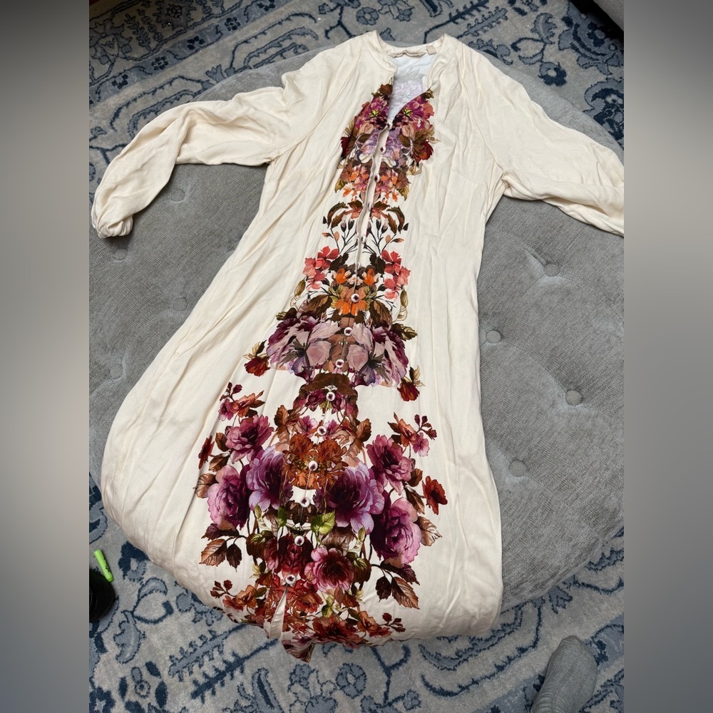 SOFT SURROUNDINGS Paulette floral shirt maxi dress Fall Festival Size Petite XS - Picture 2 of 11